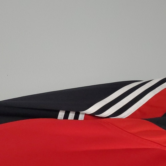 Adidas jacket men's sz medium black red white stripes Adidas logo y2k po… - Picture 5 of 16
